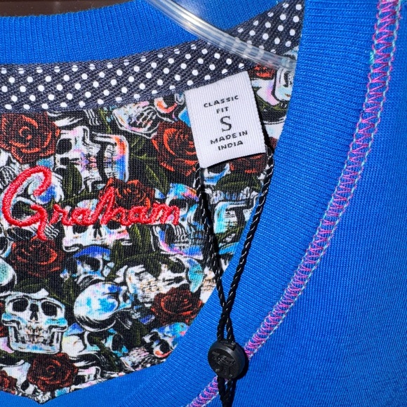 NWT Robert Graham Men Eye of The Skull Short Sleeve Knit T Shirt Blue Size Small - Picture 8 of 8